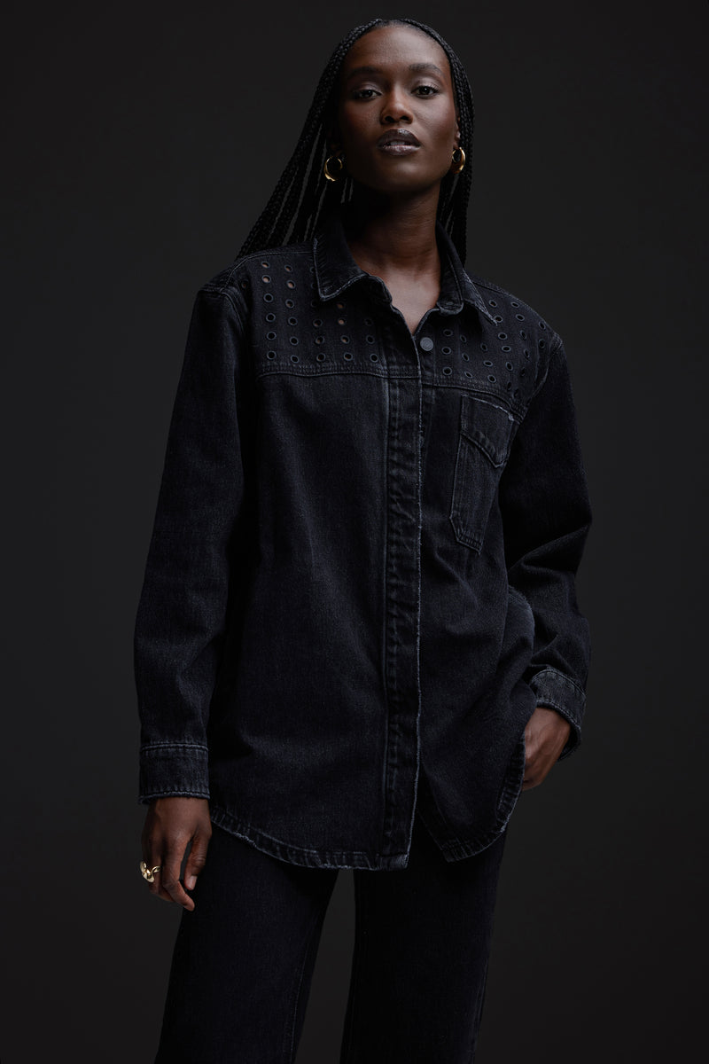 Shacket w/ Grommet Detail