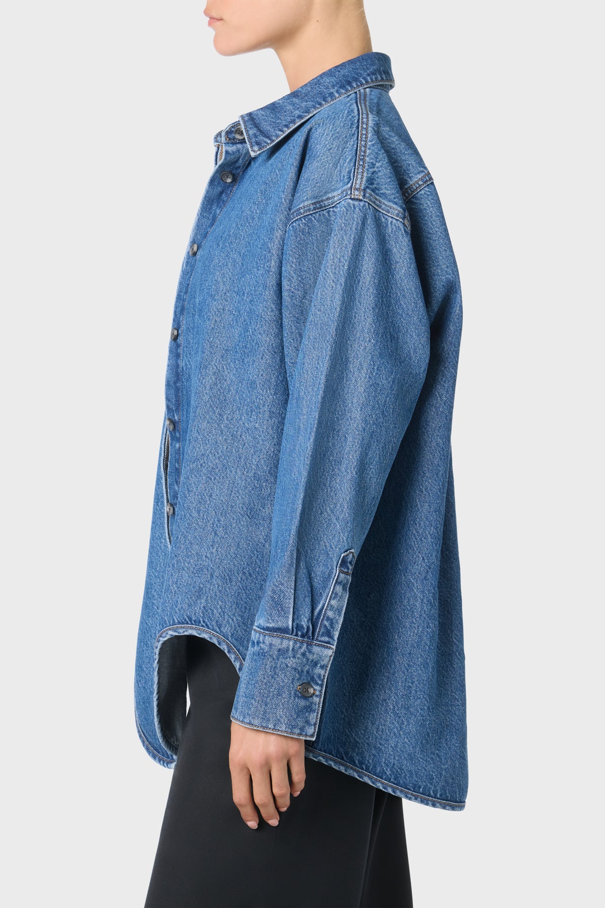 Denim Shirt With Hem Detail | Premium Italian Fabric | Hudson Jeans