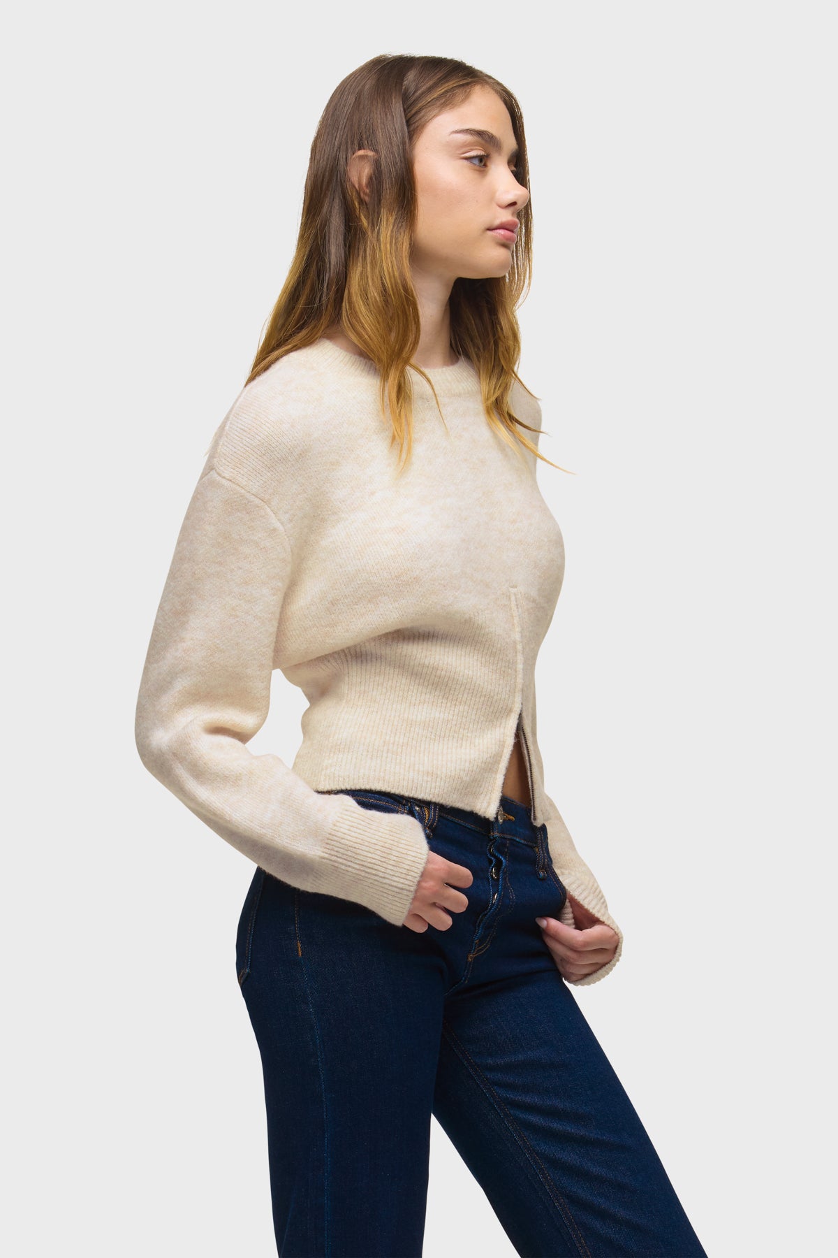 Lizbeth Front Zip Sweater | Premium Italian Fabric | Hudson Jeans