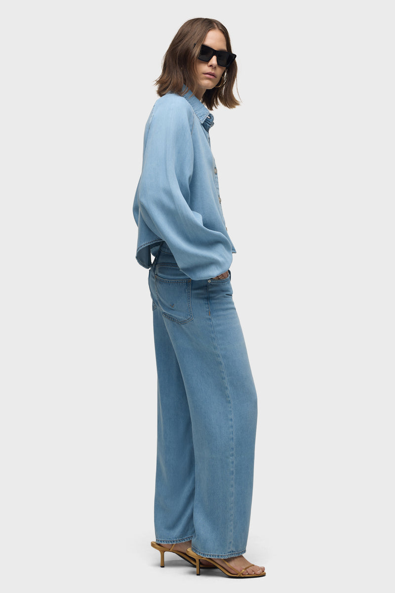 Raglan Balloon Sleeve Button Down
