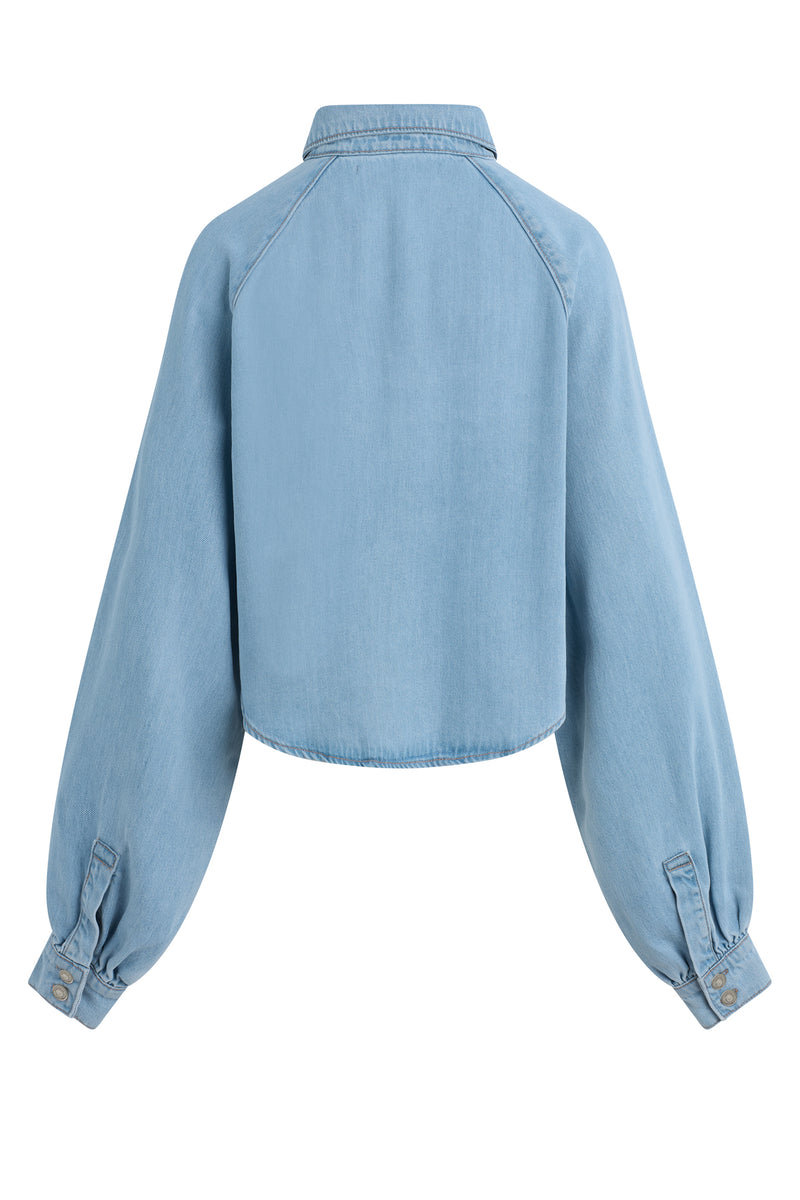 Raglan Balloon Sleeve Button Down