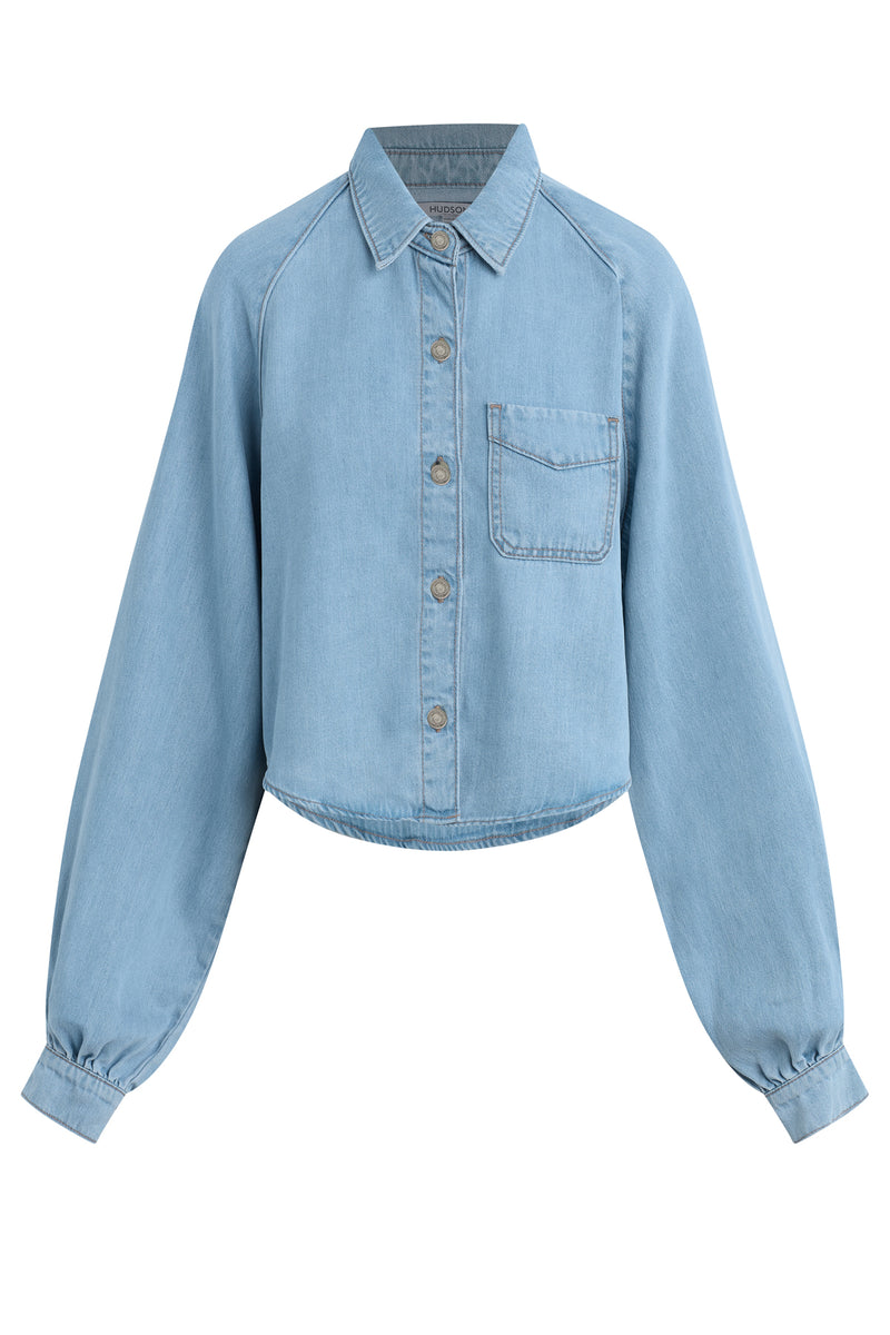 Raglan Balloon Sleeve Button Down