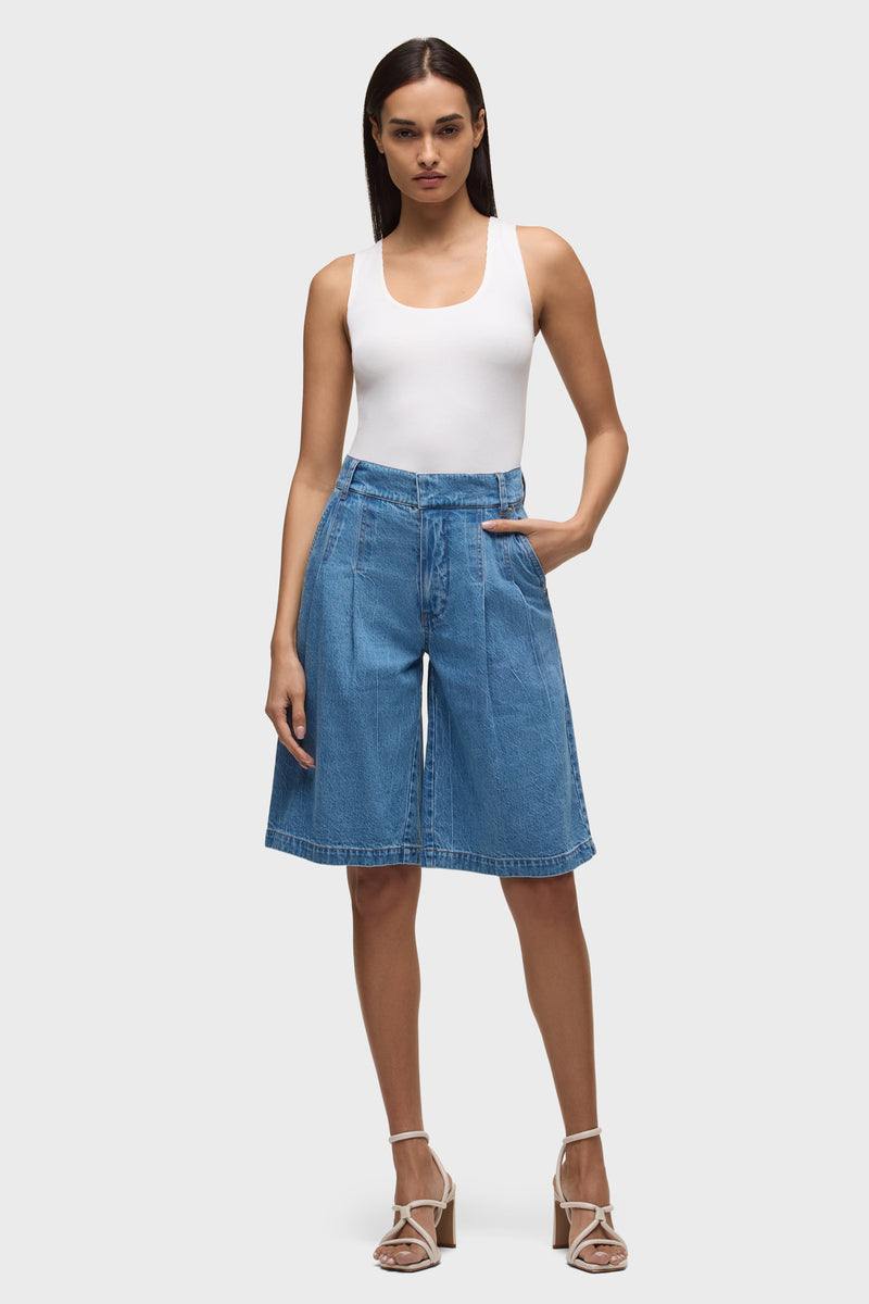 Clean Front Pleated Bermuda Short