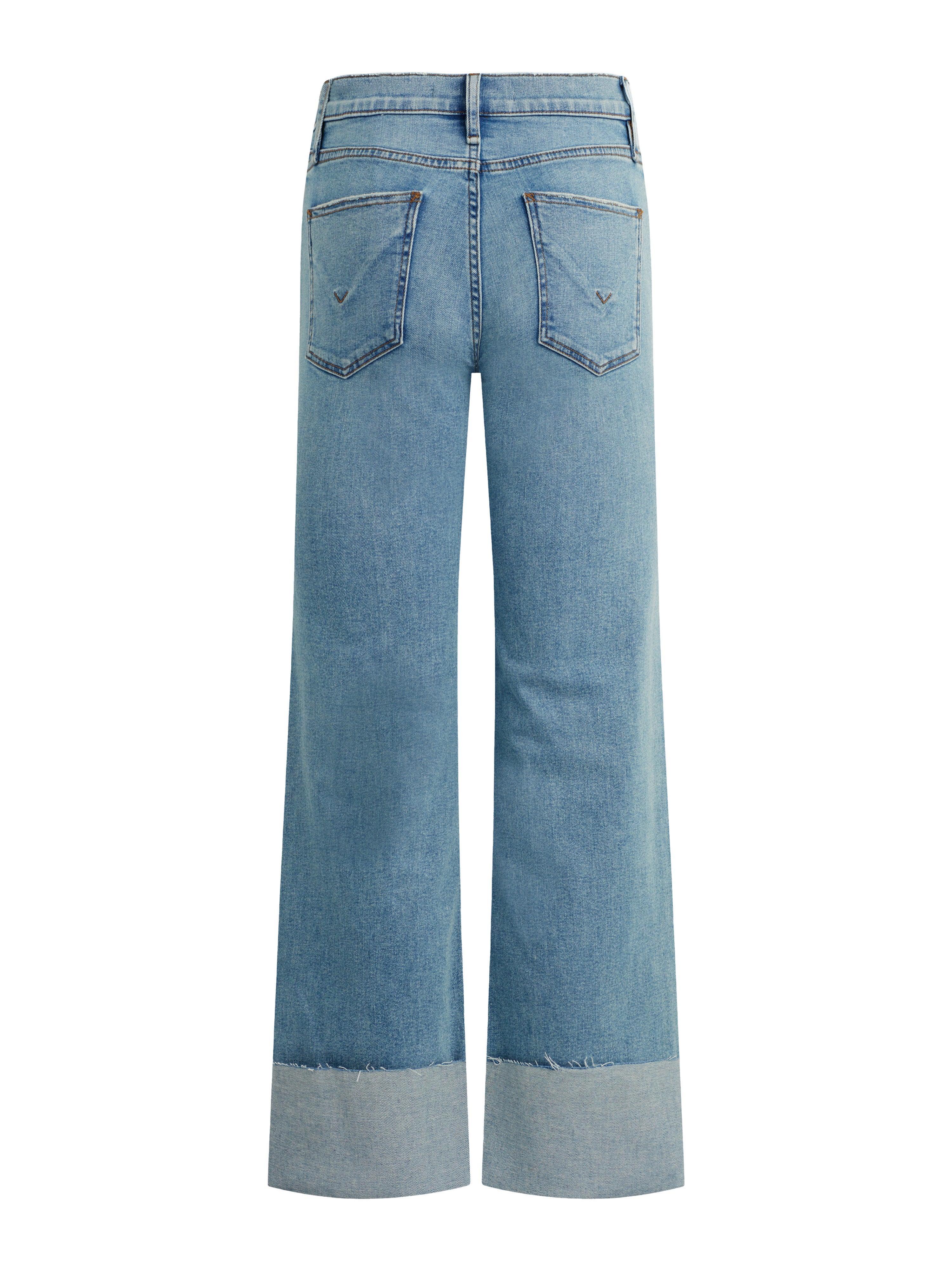 Rosie High Rise Wide Leg Petite Jean w Cuff Premium Italian Fabric