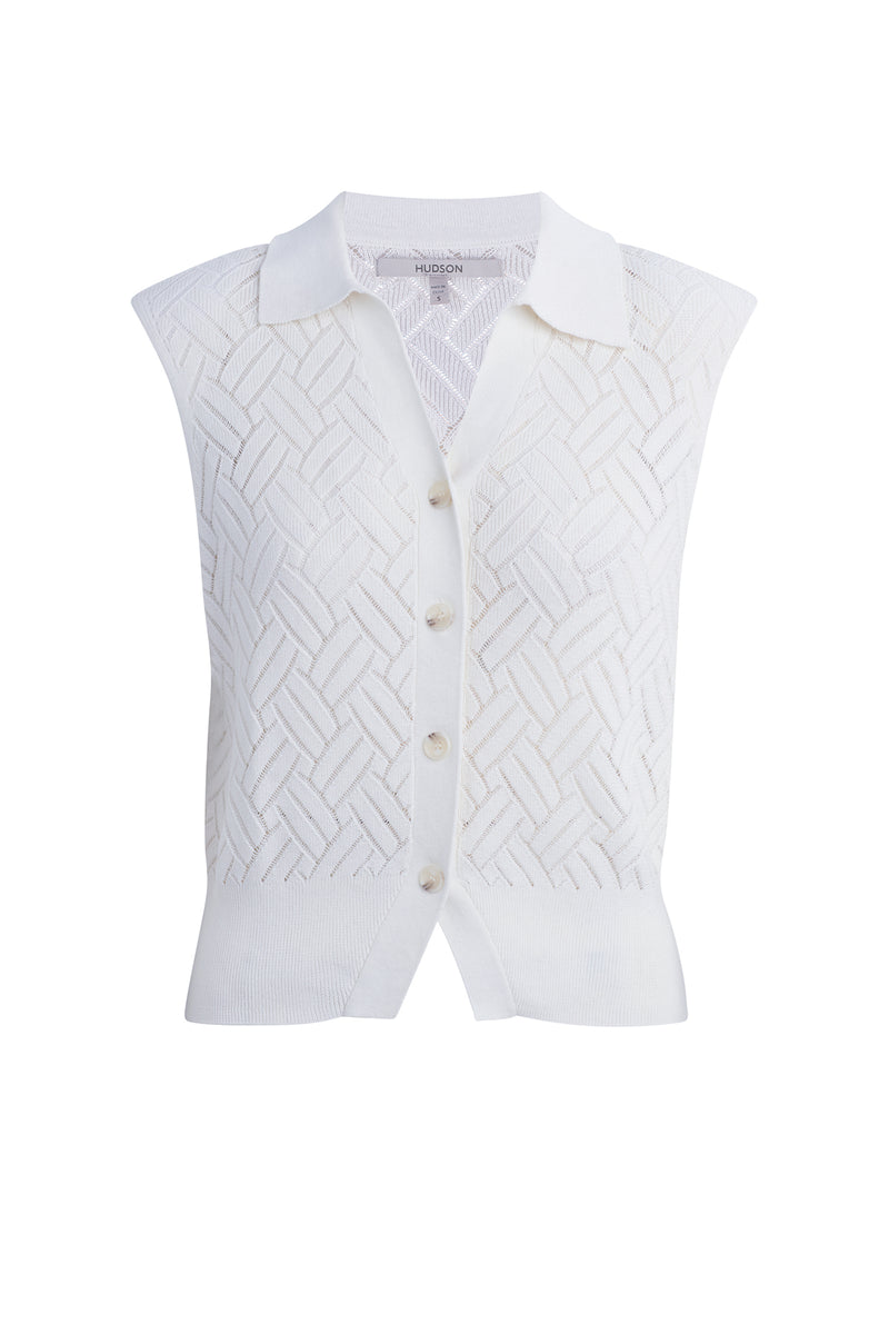 Knitted Sleeveless Collared Top