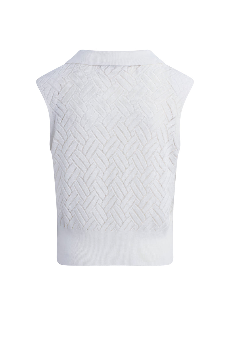 Knitted Sleeveless Collared Top