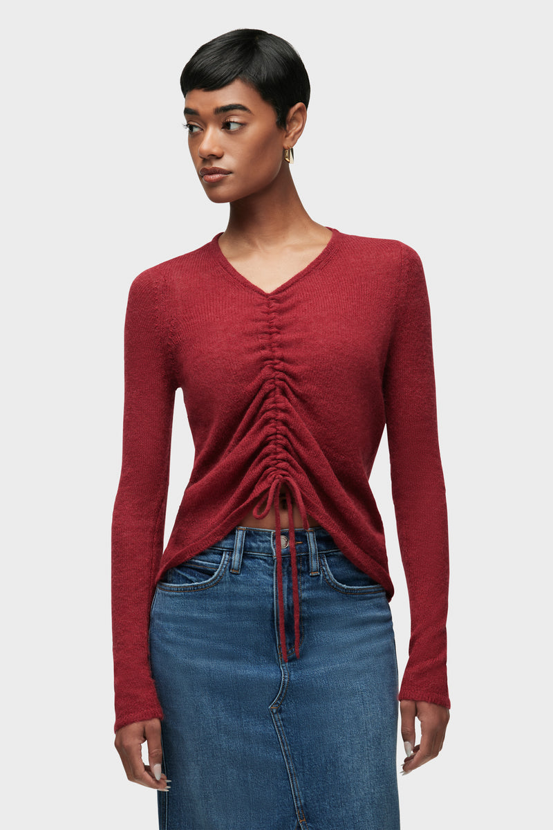 Ruched Long Sleeve Sweater