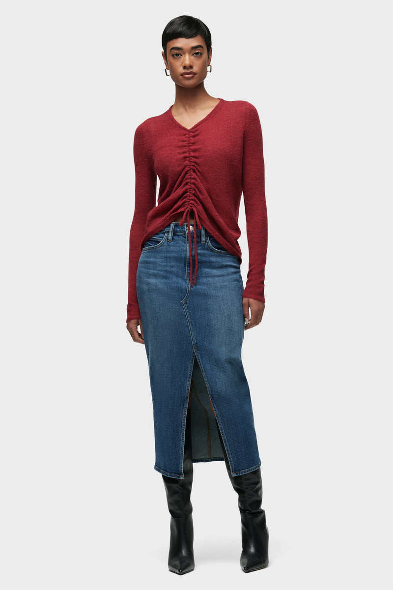 Ruched Long Sleeve Sweater