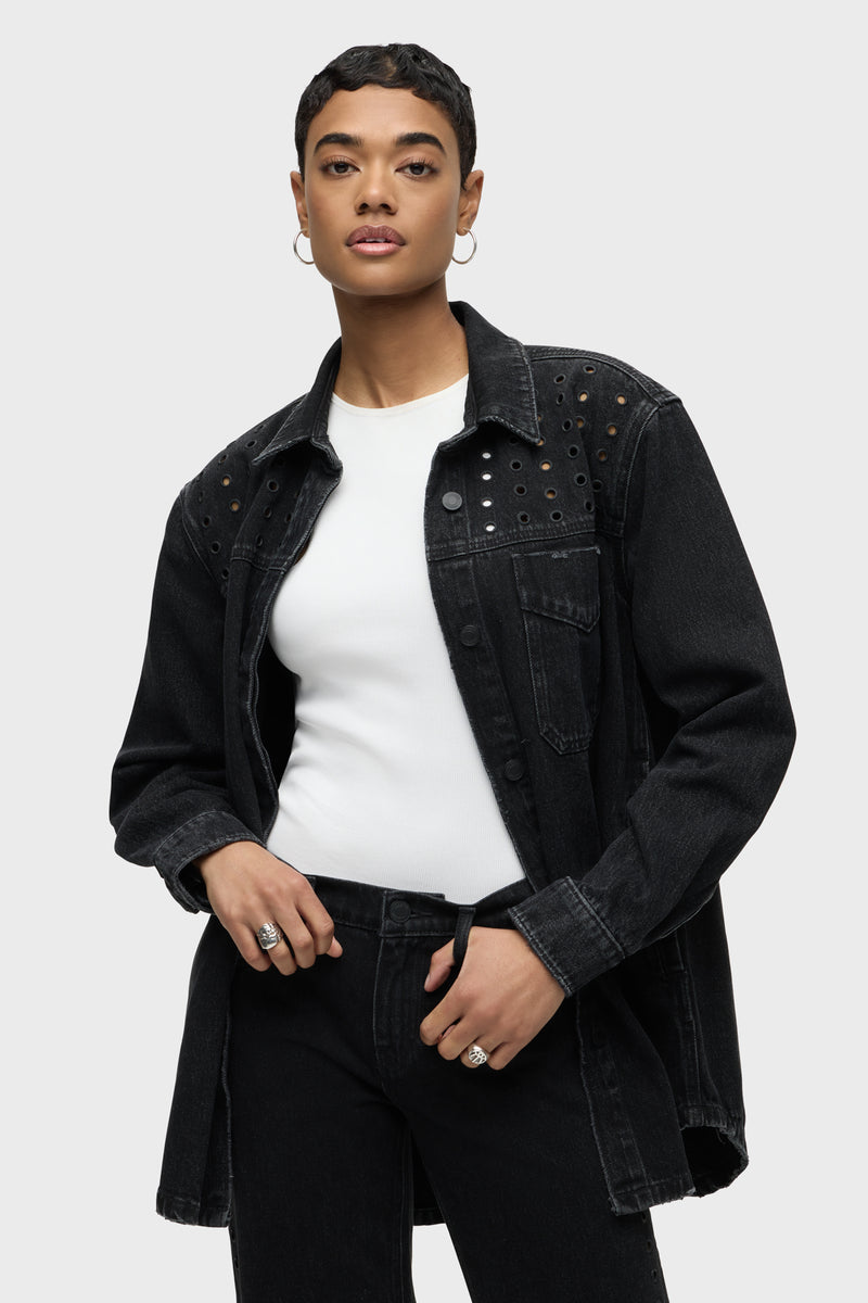 Shacket w/ Grommet Detail