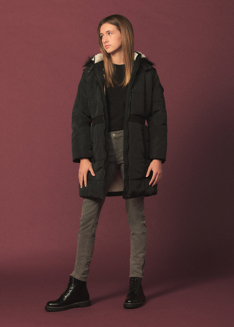 Elastic Waist Long Puffer