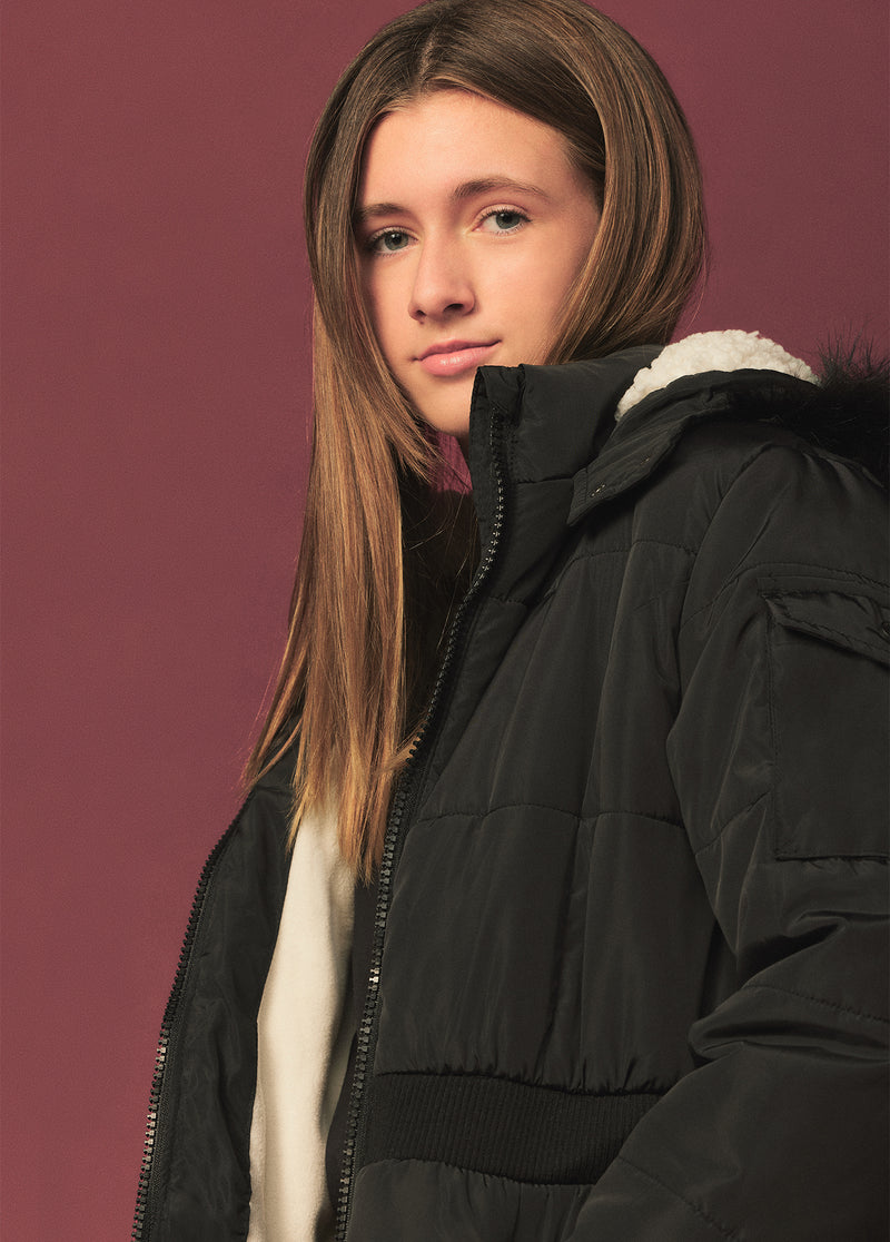 Elastic Waist Long Puffer