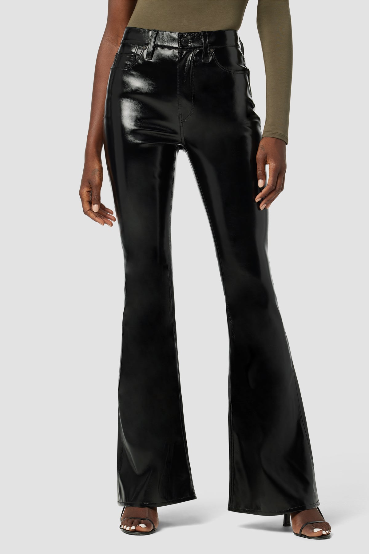 High Rise Flare Faux Leather Pants for Tall Women