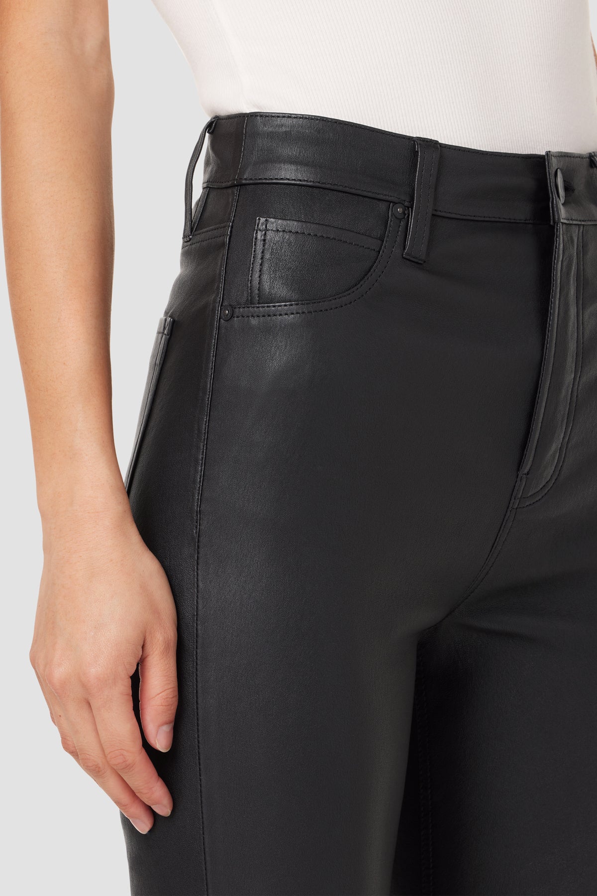 Harlow Ultra High-Rise Cigarette Leather Ankle Pant | Premium Italian ...