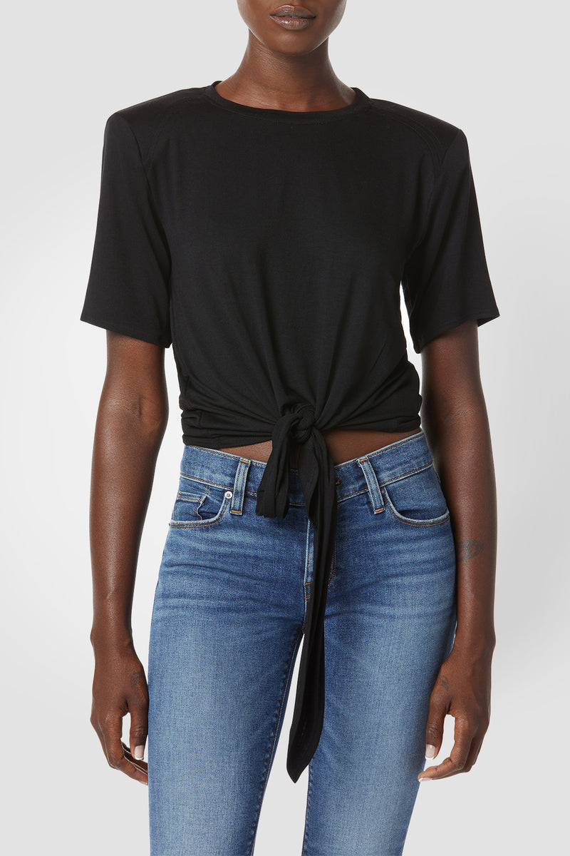 Shoulder Pad Tie Front Tee