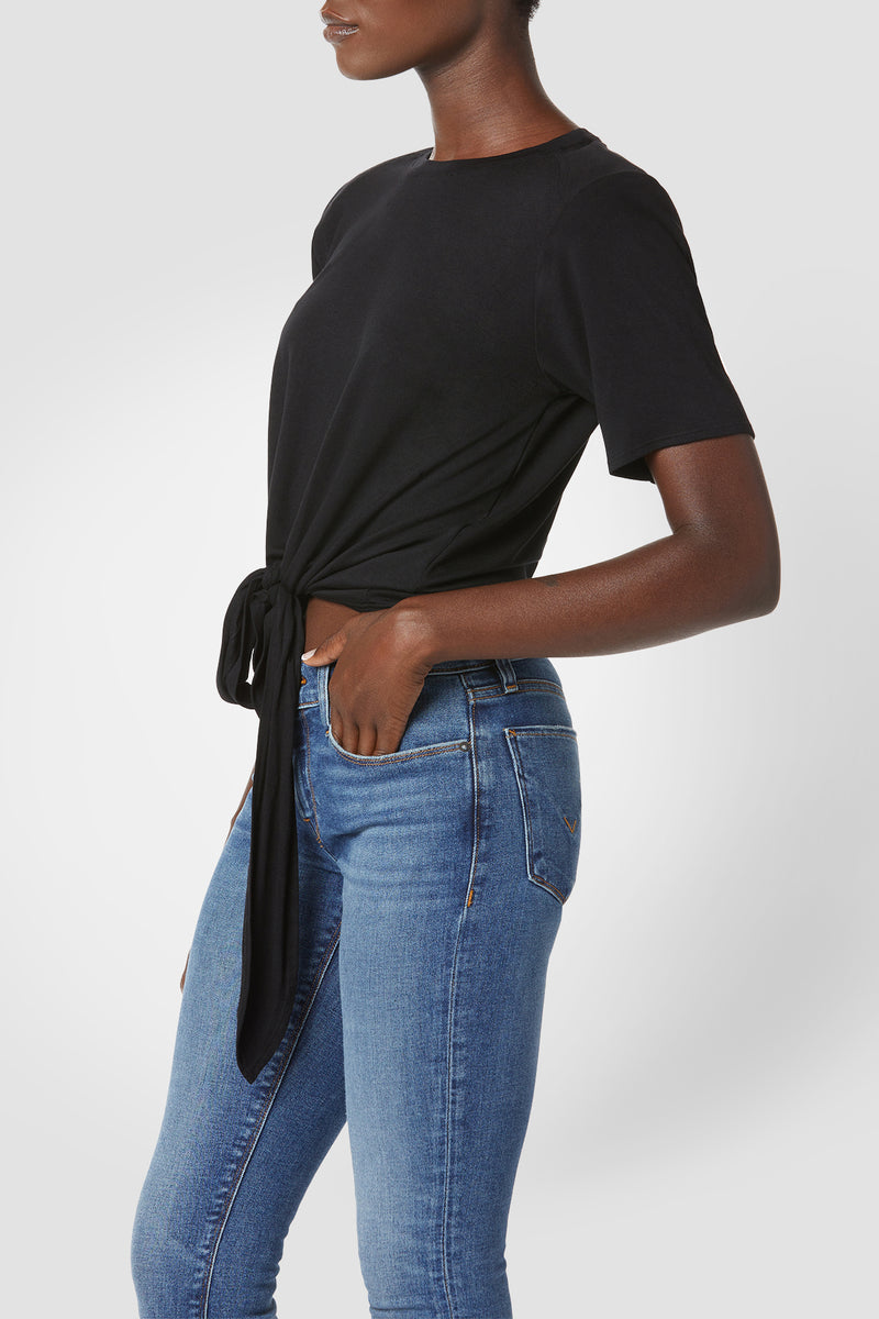 Shoulder Pad Tie Front Tee