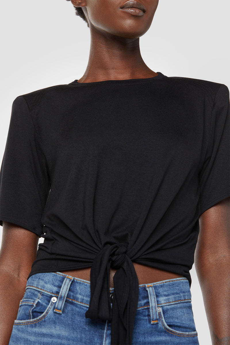 Shoulder Pad Tie Front Tee