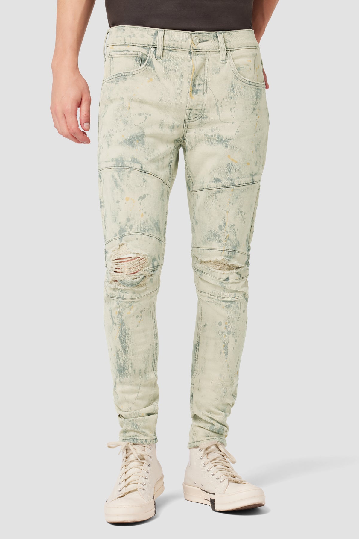 Men's Slim Fit Stretch Skinny Biker Jeans Washed Coating Denim Pants