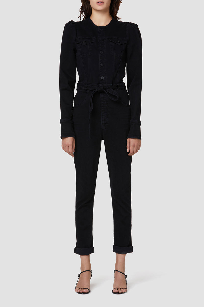 Puff Sleeve Denim Jumpsuit