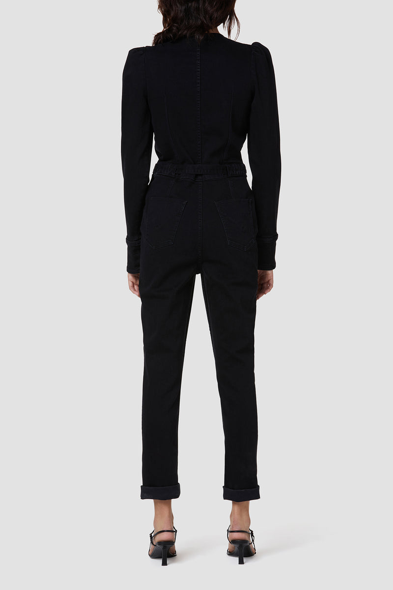 Puff Sleeve Denim Jumpsuit