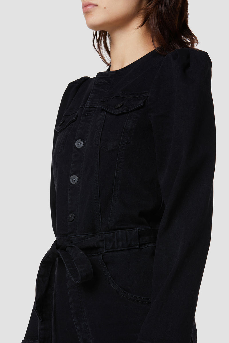 Puff Sleeve Denim Jumpsuit