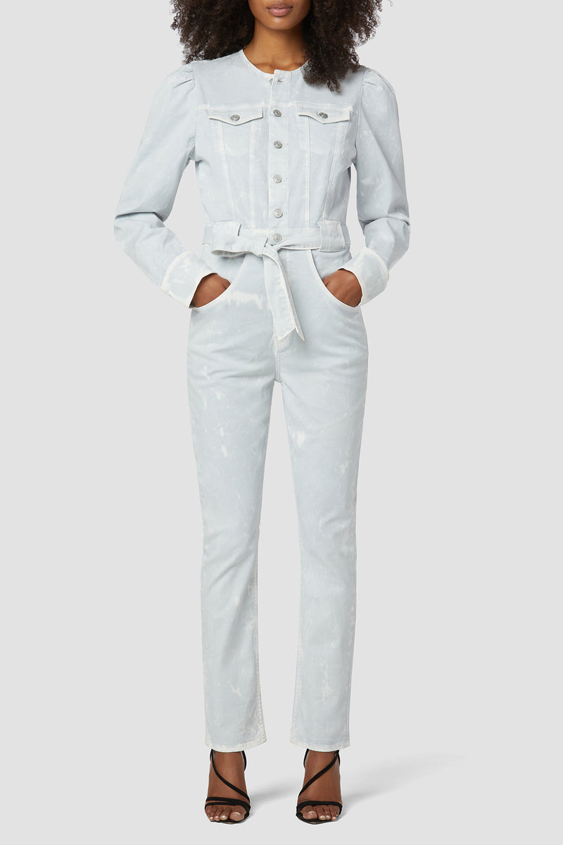 Puff Sleeve Denim Jumpsuit