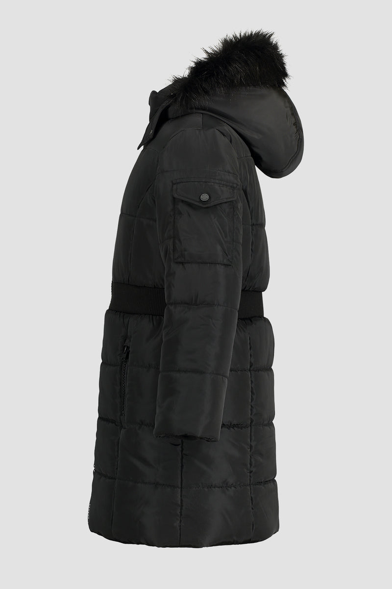 Elastic Waist Long Puffer