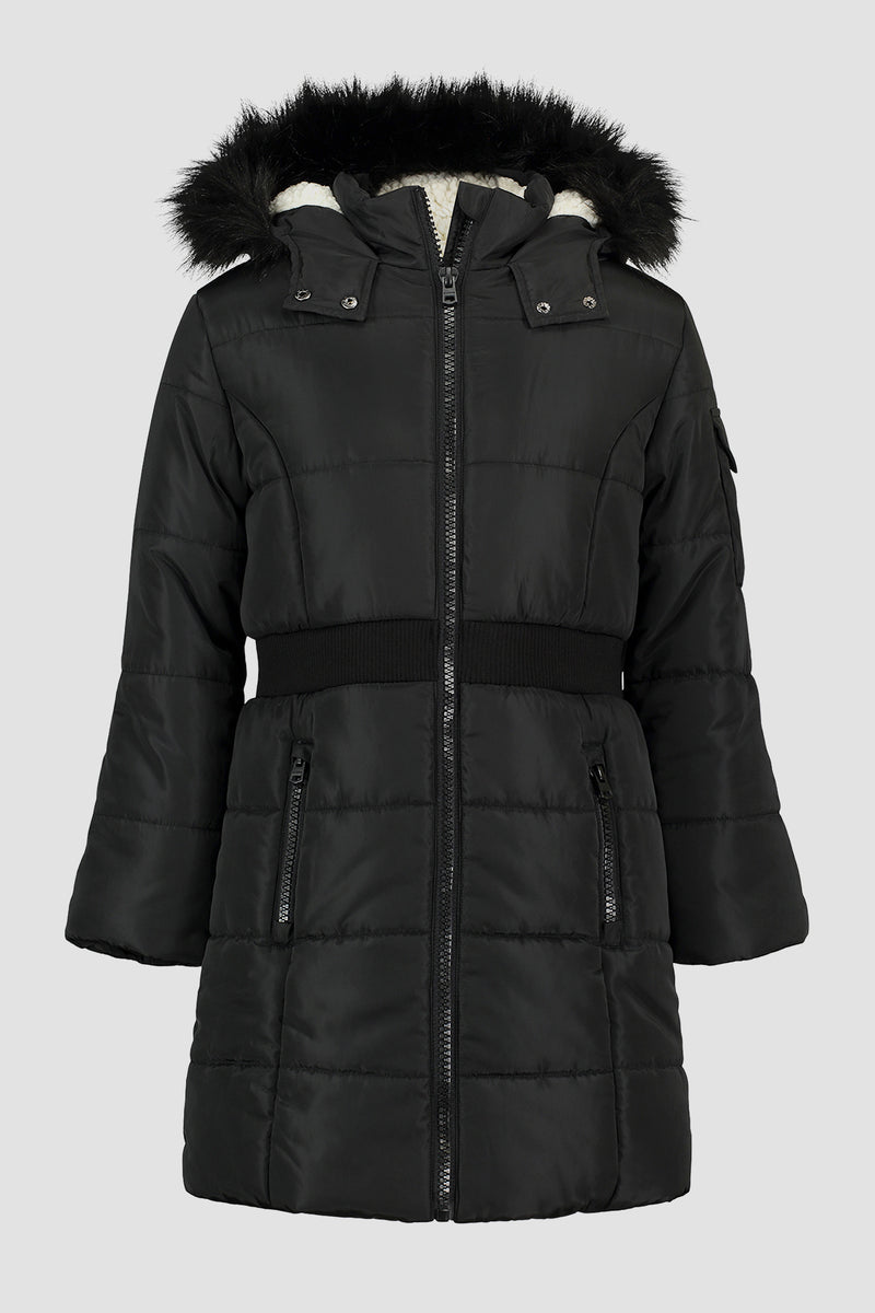 Elastic Waist Long Puffer