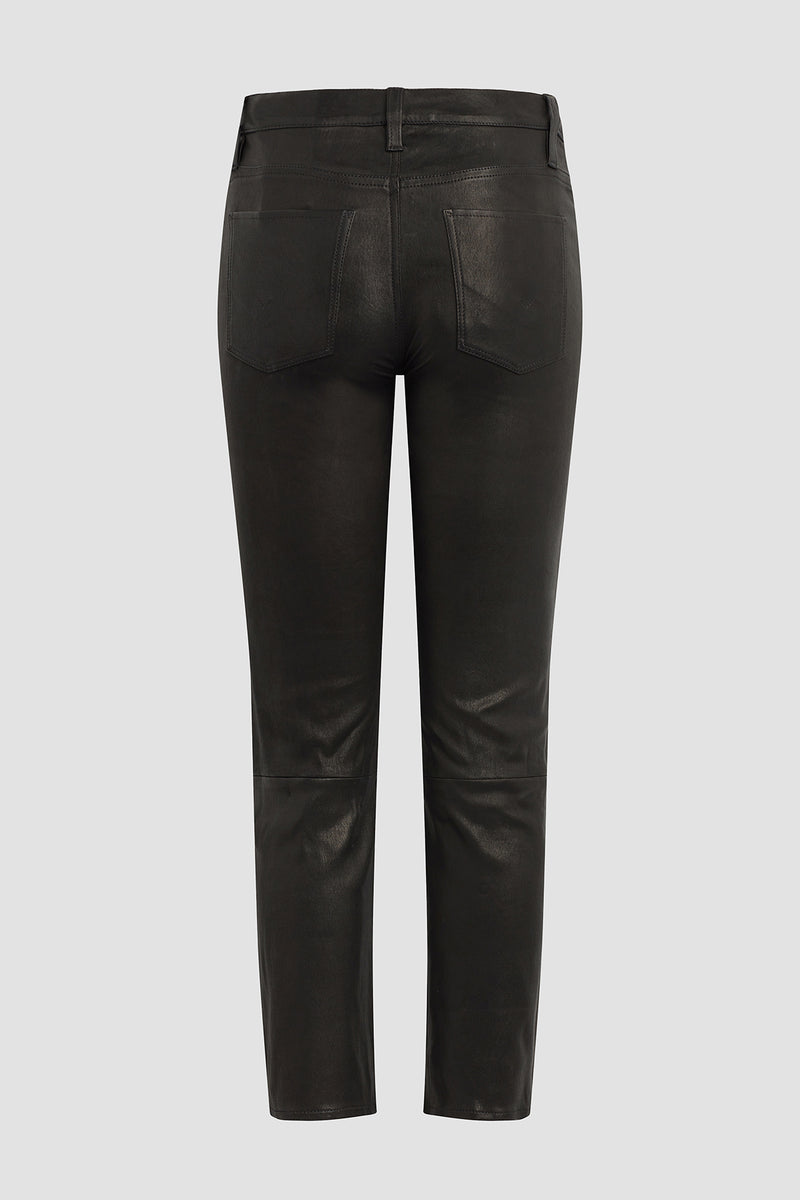 Nico Mid-Rise Straight Leather Crop Pant