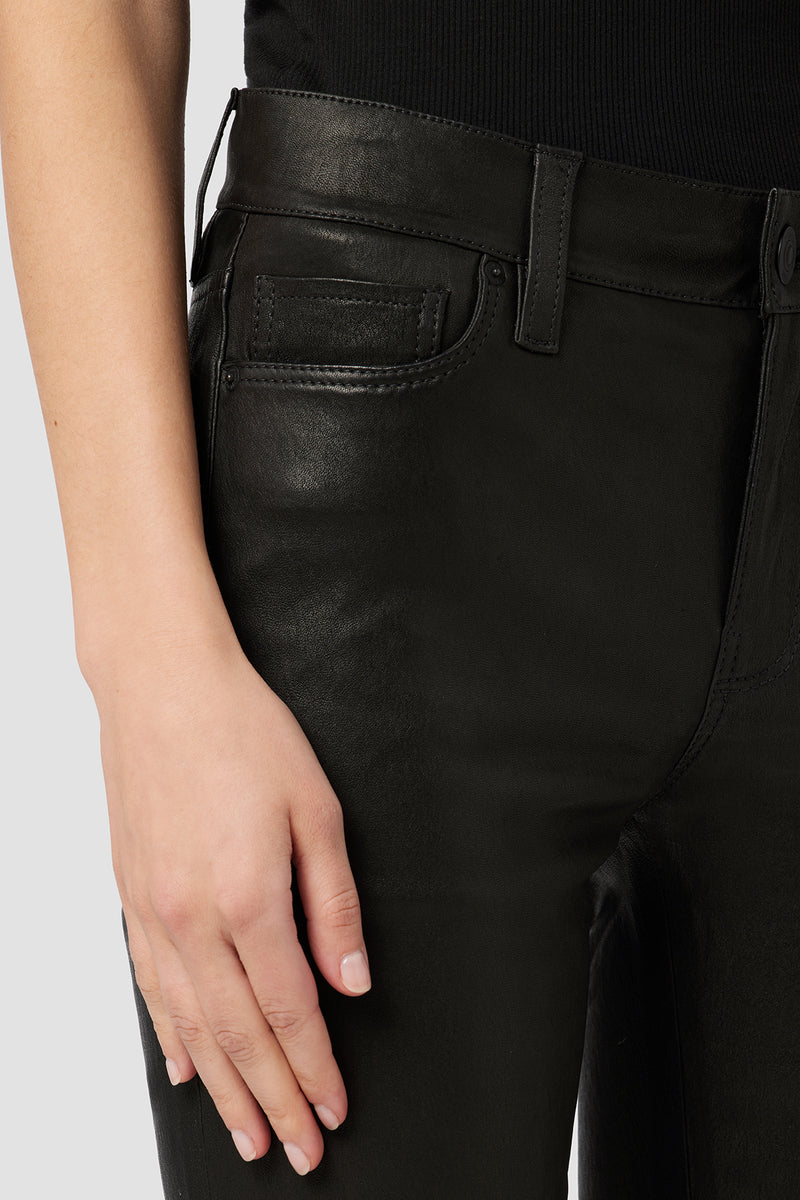 Nico Mid-Rise Straight Leather Crop Pant