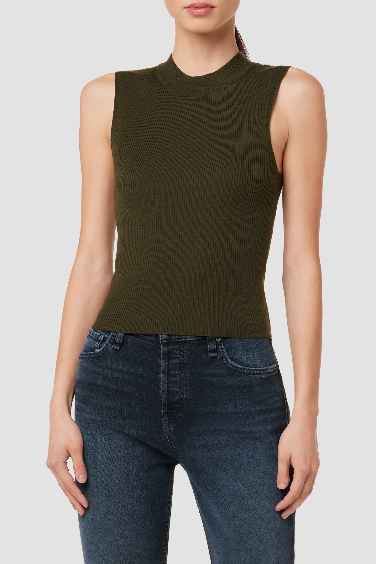 Mock Neck Sweater Tank, Premium Italian Fabric