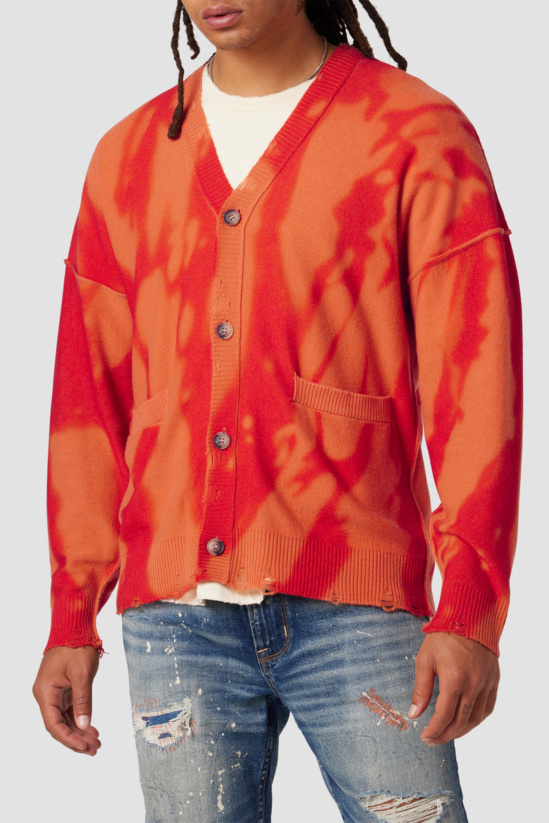 Orange cardigan in wool blend - Orange