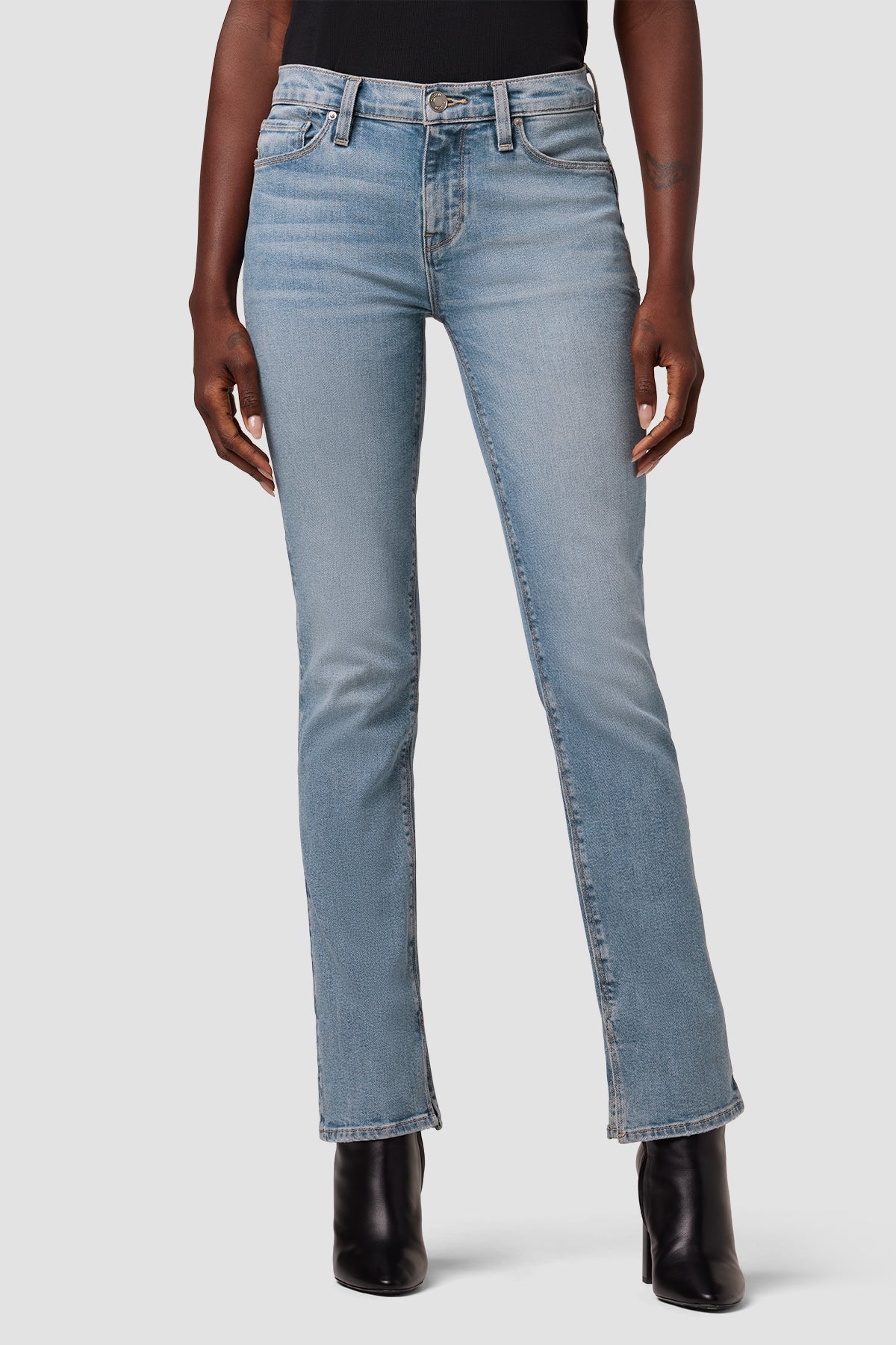 Nico Mid Rise Straight Leg Ankle Jean w Slit Hem Premium
