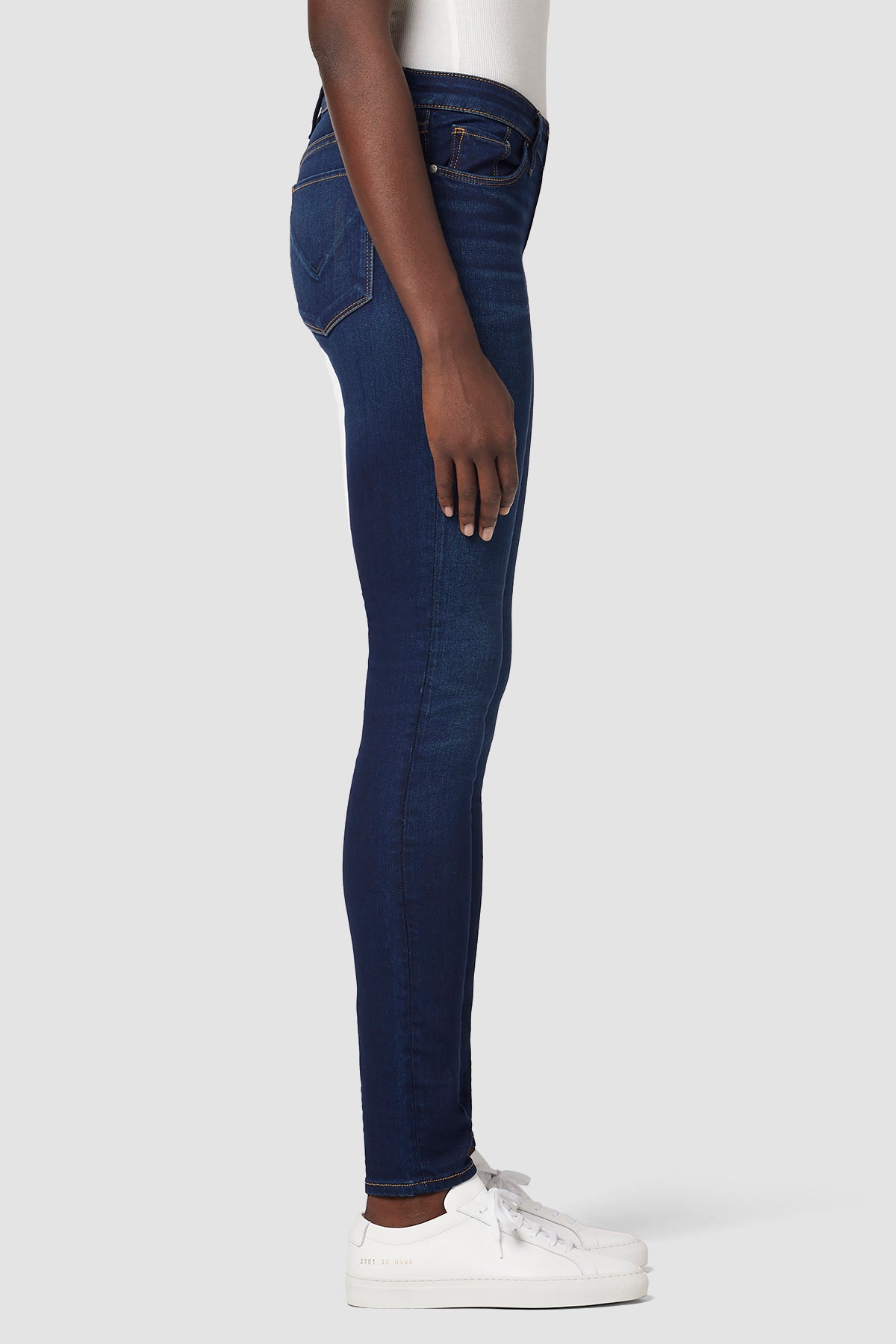 Vegan Leather Contour Skinny Jeans - Blue